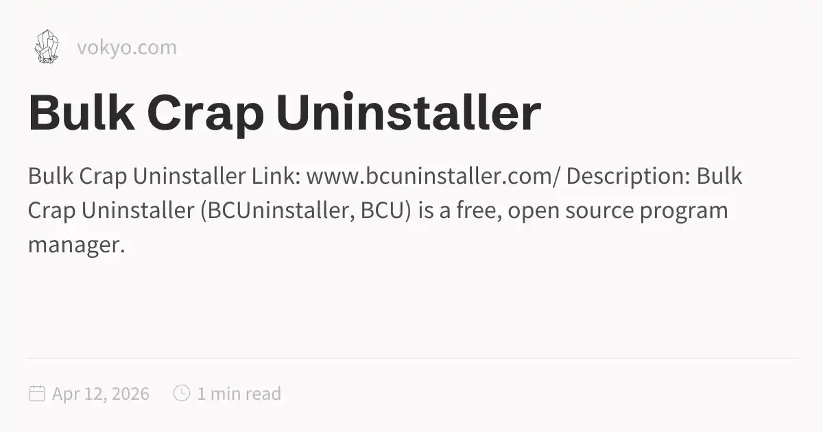 Crap Software Bulk Crap Uninstaller