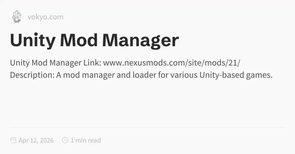 Unity Mod Manager